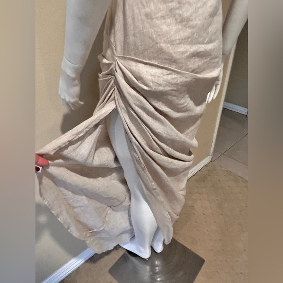 JACQUEMUS La Robe Saudade Cotton and Linen Dress in Beige ( Natural) - Picture 6 of 11